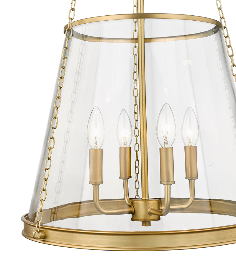 Prescott 4 Light 18" Pendant in Rubbed Brass