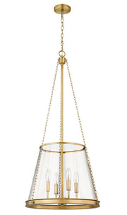 Prescott 4 Light 18" Pendant in Rubbed Brass