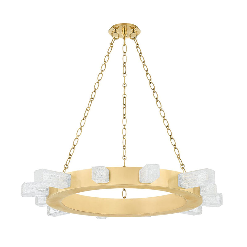 Citrine 12-Light Chandelier in Vintage Brass
