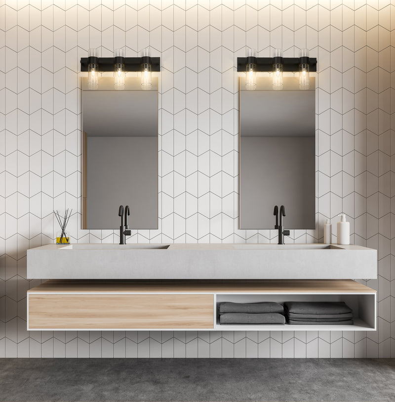 Lawson 3 Light 25" Vanity in Matte Black in a room setting