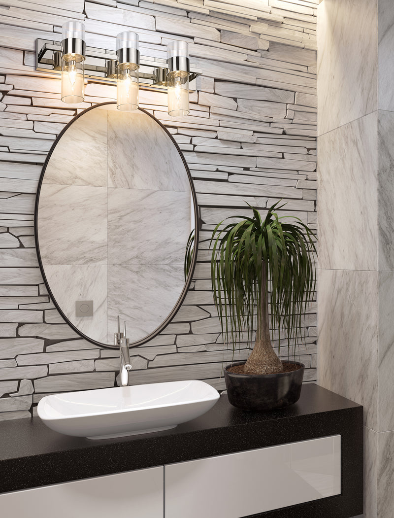 Lawson 3 Light 25" Vanity in Polished Nickel in a room setting