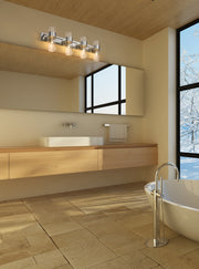 Lawson 4 Light 32" Vanity in Polished Nickel in a room setting