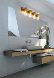 Lawson 4 Light 32" Vanity in Rubbed Brass in a room setting