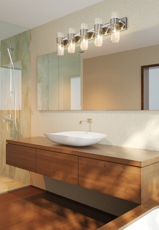 Lawson 5 Light 38" Vanity in Brushed Nickel in a room setting