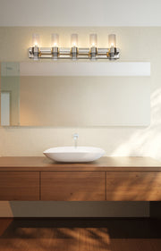 Lawson 5 Light 38" Vanity in Brushed Nickel in a room setting