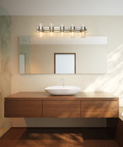 Lawson 5 Light 38" Vanity in Polished Nickel in a room setting