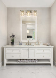 Archer 3 Light 25" Vanity in Brushed Nickel in a room setting