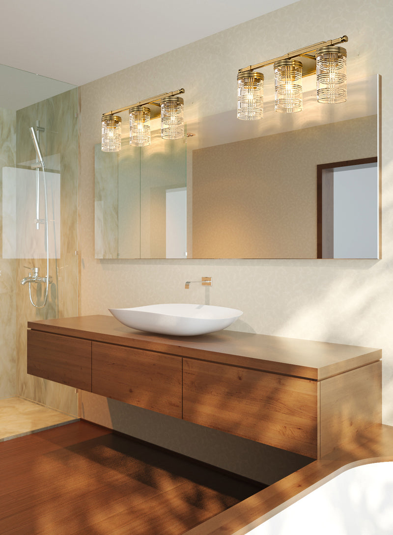 Archer 3 Light 25" Vanity in Heirloom Gold in a room setting