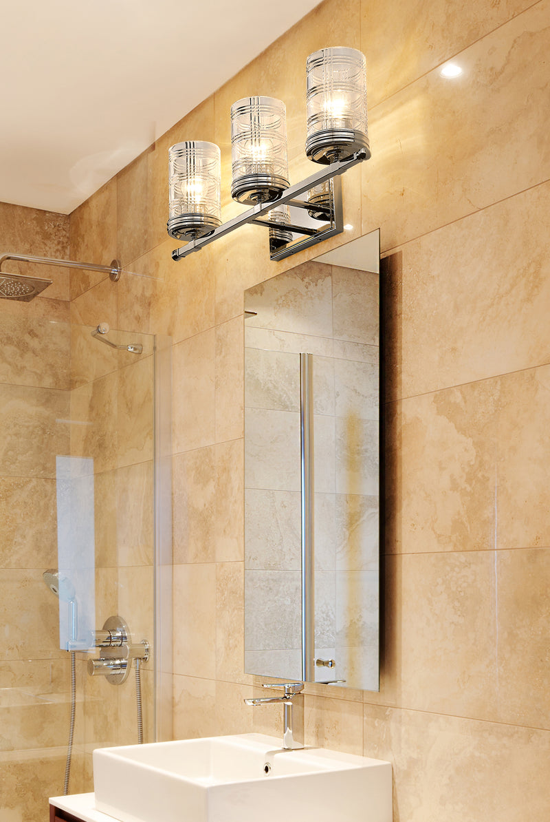Archer 3 Light 25" Vanity in Polished Nickel in a room setting