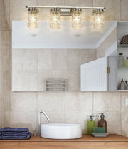Archer 4 Light 32.75" Vanity in Brushed Nickel in a room setting