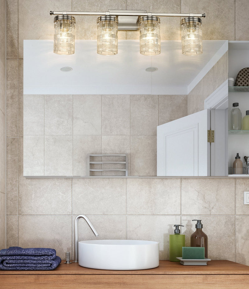 Archer 4 Light 32.75" Vanity in Brushed Nickel in a room setting