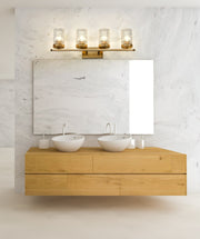 Archer 4 Light 32.75" Vanity in Heirloom Gold in a room setting