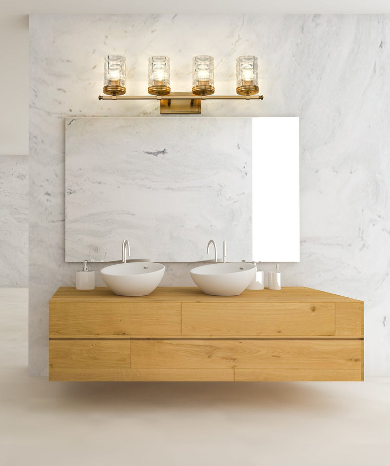 Archer 4 Light 32.75" Vanity in Heirloom Gold in a room setting