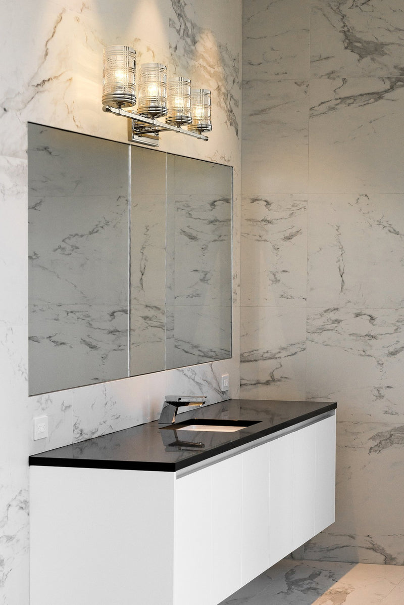 Archer 4 Light 32.75" Vanity in Polished Nickel in a room setting