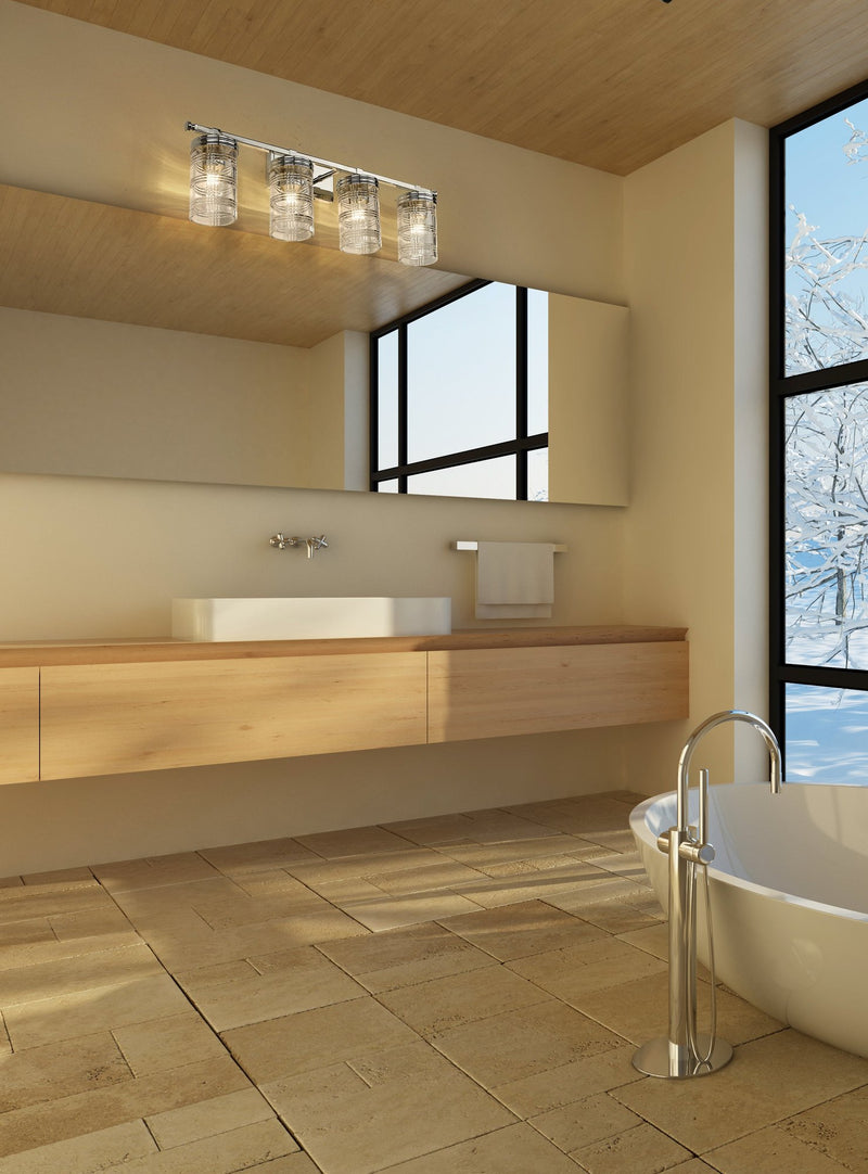 Archer 4 Light 32.75" Vanity in Polished Nickel in a room setting