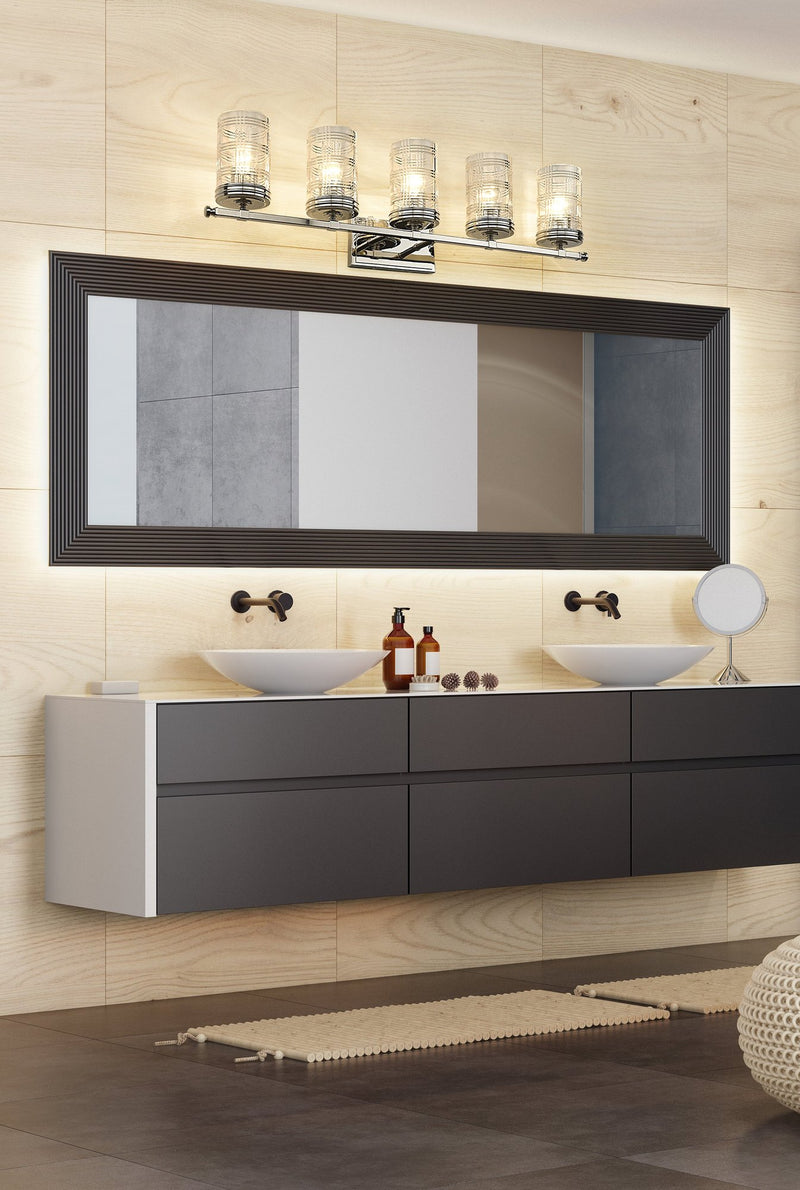 Archer 5 Light 38" Vanity in Polished Nickel in a room setting