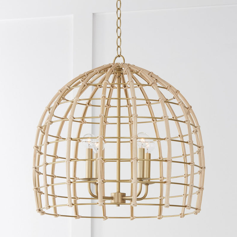 Wren 4-Light Dome Pendant in Matte Brass