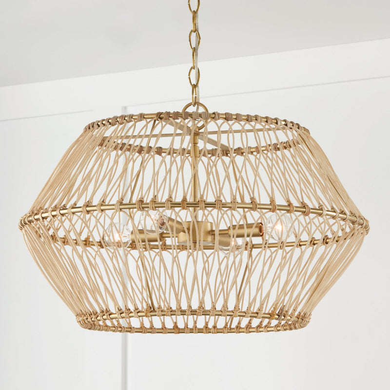 Wren 4-Light Round Pendant in Matte Brass