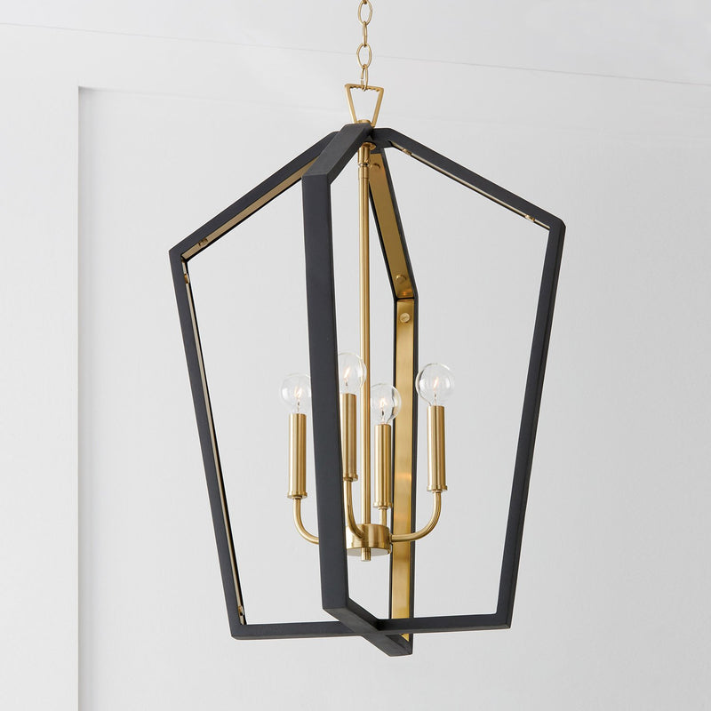 Maren 4-Light Chandelier in Flat Black and Matte Brass