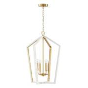 Maren 4-Light Chandelier in Flat White and Matte Brass