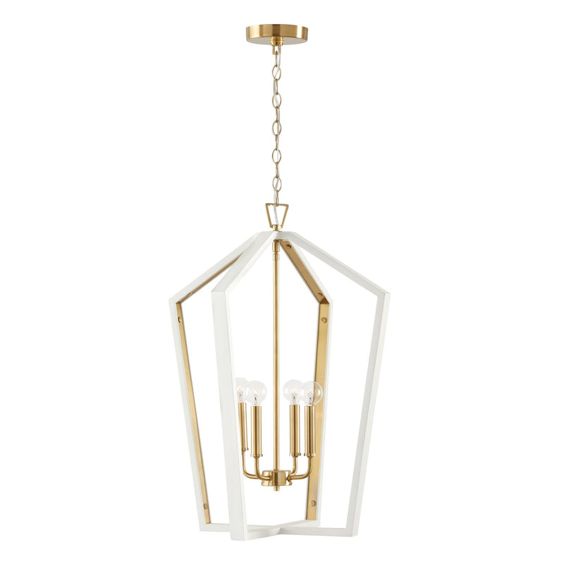 Maren 4-Light Chandelier in Flat White and Matte Brass