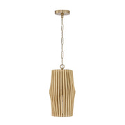 Archer Mini Pendant in Blonde Wood and Matte Brass