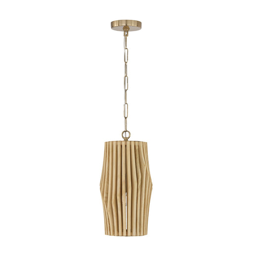 Archer Mini Pendant in Blonde Wood and Matte Brass
