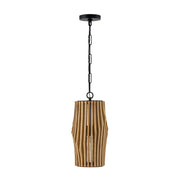 Archer Mini Pendant in Light Wood and Matte Black