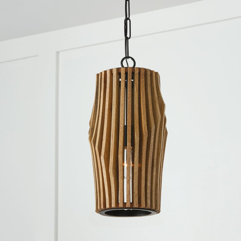 Archer Mini Pendant in Light Wood and Matte Black