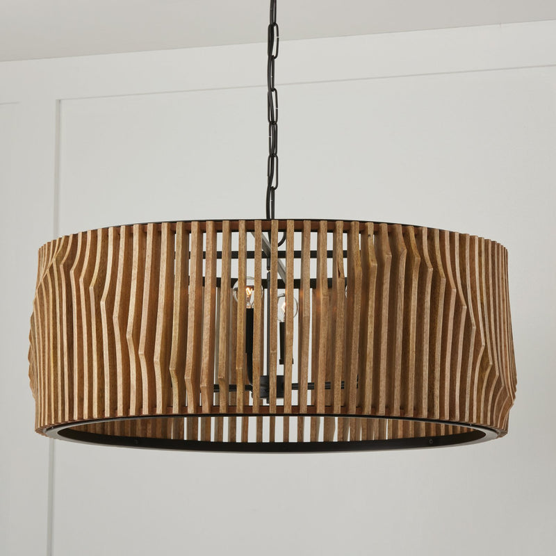 Archer 6-Light Pendant in Light Wood and Matte Black