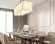 Viviana 5 Light 40.75" Linear Pendant in Polished Nickel in a room setting
