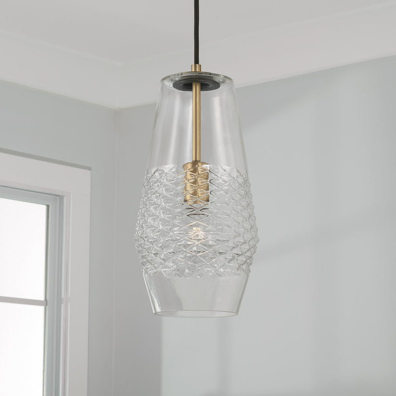 Dena Mini Pendant in Aged Brass