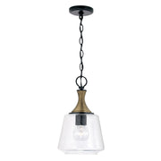 Amara Mini Pendant in Matte Black with Brass
