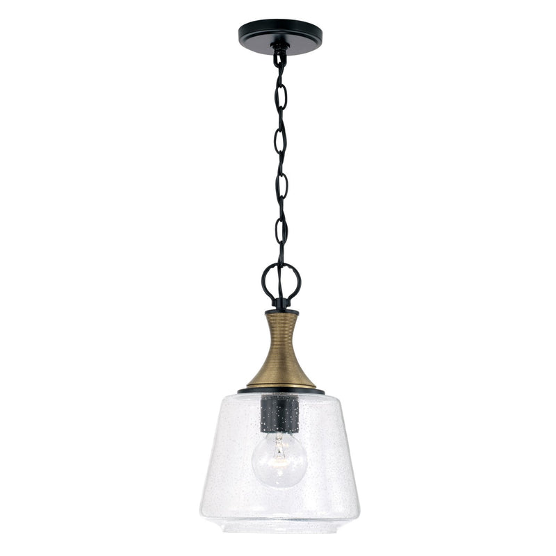 Amara Mini Pendant in Matte Black with Brass