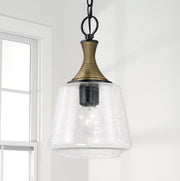 Amara Mini Pendant in Matte Black with Brass