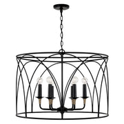Amara 6-Light Cage Chandelier in Matte Black with Brass