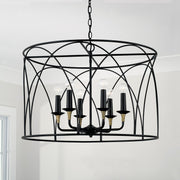 Amara 6-Light Cage Chandelier in Matte Black with Brass