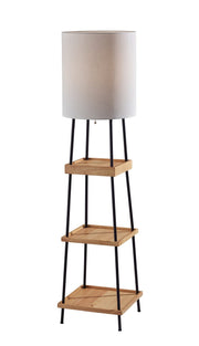 Henry Shelf Floor Lamp in Black W/ Natural Wood