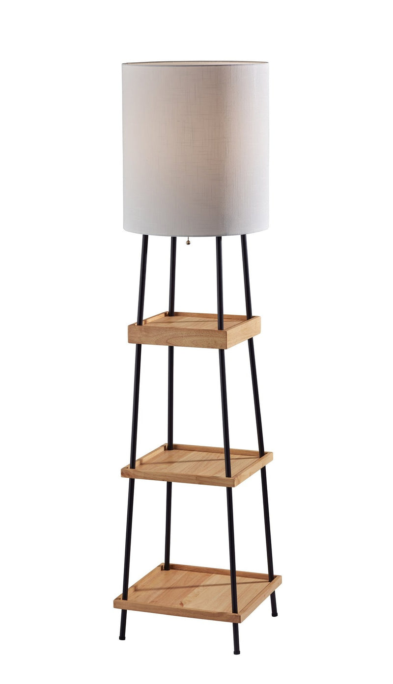 Henry Shelf Floor Lamp in Black W/ Natural Wood