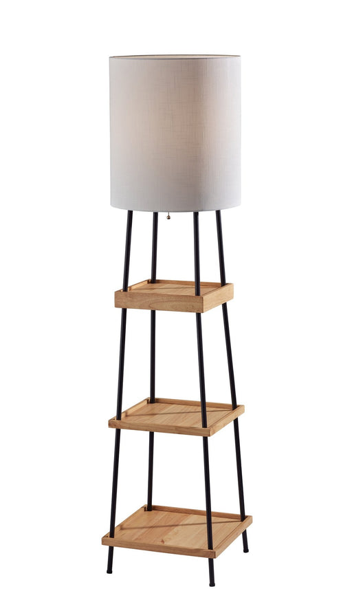 Henry Shelf Floor Lamp in Black W/ Natural Wood