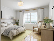 Viviana 4 Light 13.25" Flush Mount in Rubbed Brass in a room setting
