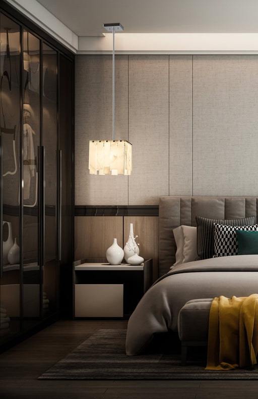 Viviana 1 Light 11.5" Pendant in Polished Nickel in a room setting