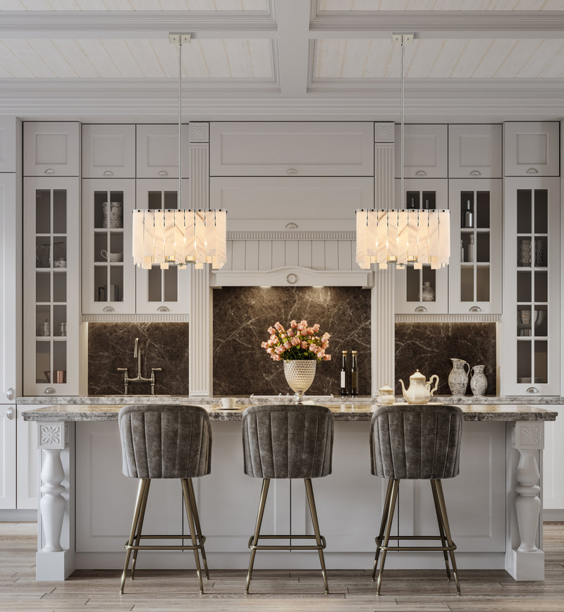 Viviana 8 Light 19.75" Pendant in Polished Nickel in a room setting