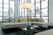 Viviana 9 Light 26" Pendant in Polished Nickel in a room setting