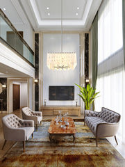Viviana 9 Light 26" Pendant in Polished Nickel in a room setting