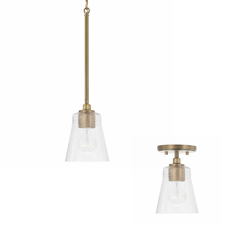 Baker Small Semi-Flush Mount in Aged Brass