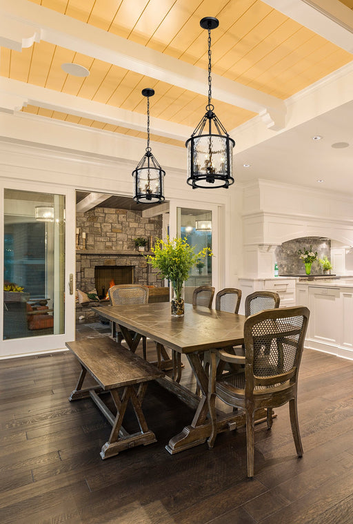 Barrington 4 Light 12" Pendant in Matte Black in a room setting