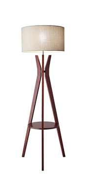 Bedford Shelf Floor Lamp in Solid Walnut Wood