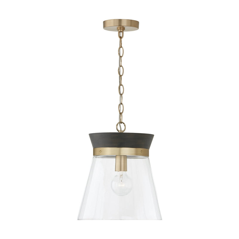 Finn Pendant in Black Stain and Matte Brass