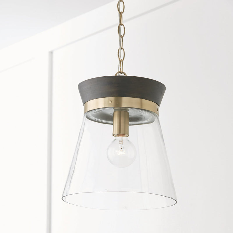 Finn Pendant in Black Stain and Matte Brass